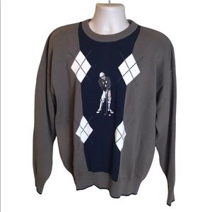Vintage John Ashford Golf Brown Knit Golf Sweater Cotton Men’s Size XL